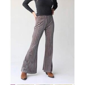 Natural Life Velvet‎ Striped Flare Pants Bell Bottoms Retro Boho Size Medium
